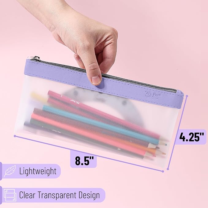 Mr. Pen- Clear Pencil Pouch, 8.50"x4.25", 6 Pack, Durable TPU Material | Medium Water-Resistant Pencil Bags with Smooth Zipper, Multipurpose Clear Pouch for Stationery, School, Office