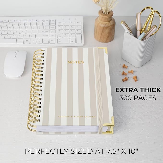 Aesthetic Thick Spiral Notebook With Tabs - Premium Journal For Women Size B5 - College Ruled Note Book With 300 Lined Pages and Dividers - Perfect For Writing And Staying Organized at Work or School