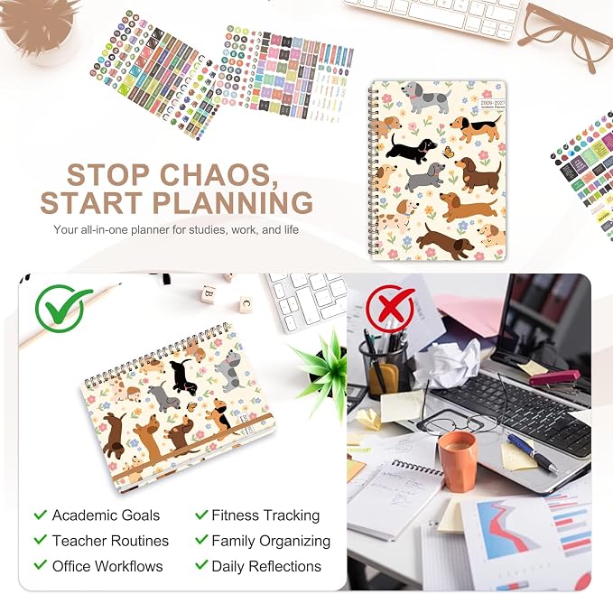 Planner 2026-2027, Weekly and Monthly Academic Year Calendar Planner, July 2026 - June 2027, Daily Agenda Book for Office School Supplies, A5(6.3'' x 8.5'')
