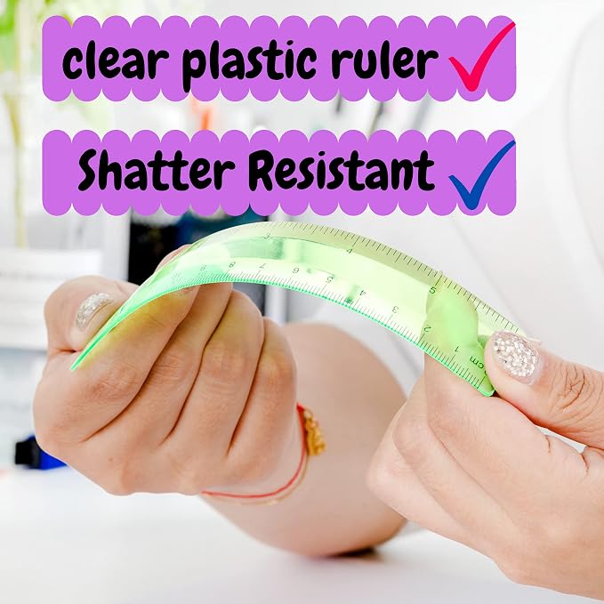 Mr. Pen- Plastic Rulers, 6 Inch, 6 Pack, Assorted Colors | Scratch-Resistant Design with Inches and Centimeters, Durable Small Transplant Rulers for Crafting Office & School