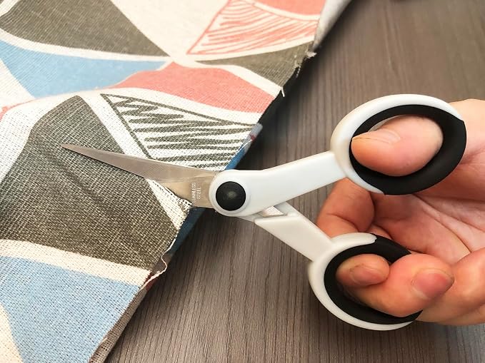 5 Inch Detail Scissors, Precision Paper Cutting Scissor with Stainless Steel Blade, Soft Comfort-Grip, Straight Fine Tips Small Sewing Scissors Set, 3 Pack, White