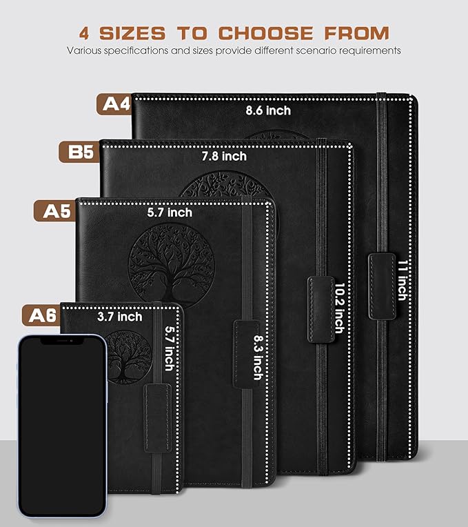 Biuwory A5 Hardcover Blank Journal Notebook, Leather Sketchbook for Drawing | 140 Unlined Pages Vintage Notebook, 5.7"×8.3" Travel Diary for Work, School, Art Journal, Daily Writing for Women & Men