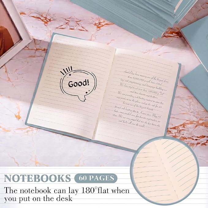 Mimorou 100 Pcs Journals Notebooks Bulk - Kraft Softcover A5 Small Notebooks 5.5 Inch x 8.3 Inch Notepads with 60 Page 30 Sheet for Writing Sketch Travel Office Supplies(Lake Blue,Lined)
