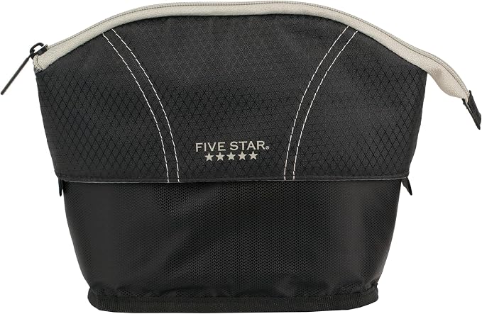 Five Star Pencil Pouch, Pen Case, Quick View Expandable Zipper Pouch, Storage Organizer for School Supplies Earbuds Chargers Cables Makeup, Black/Grey (507610A-ECM) 7.125 x 7.125 inches (Pack of 6)