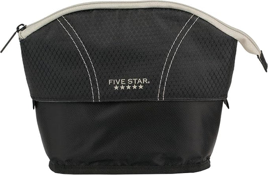 Five Star Pencil Pouch, Pen Case, Quick View Expandable Zipper Pouch, Storage Organizer for School Supplies Earbuds Chargers Cables Makeup, Black/Grey (507610A-ECM) 7.125 x 7.125 inches (Pack of 6)