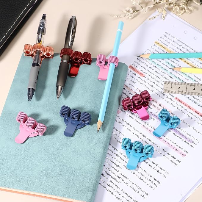 PATIKIL 2Pcs Pen Clip, 3 Holes Pen Holder Clip Metal Portable Spring Loop Organizer Universal for Notebook Journal Highlighter Office Business Pocket Clipboard Whiteboard, Light Blue