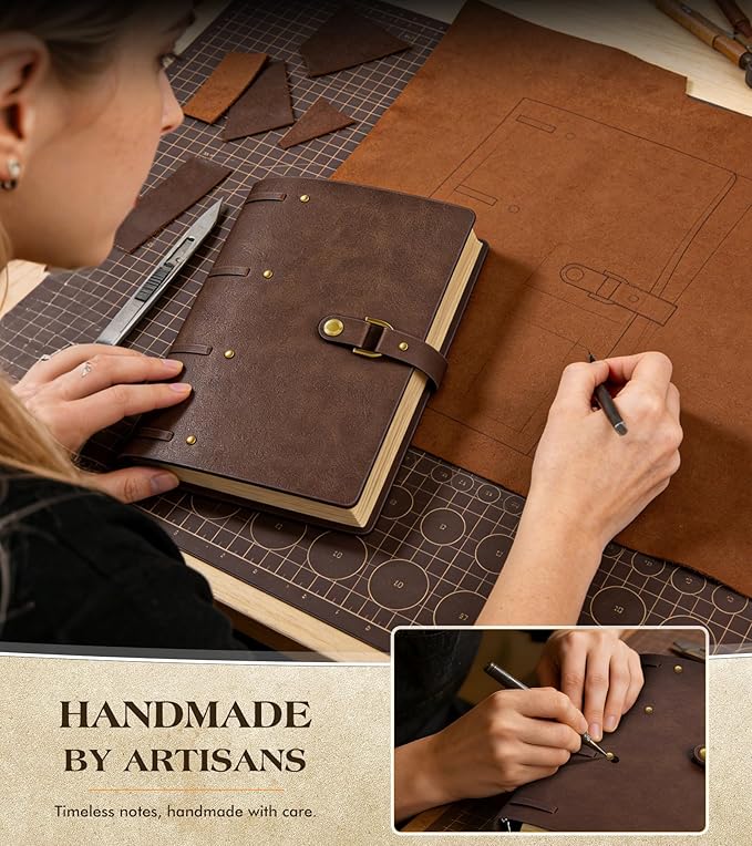 Leather Journal Notebook, A6 Size 5.3 x 7 inches 260 Pages Refillable Vintage Travel Notebook with Gift Box, 100 GSM Thick Lined Paper Journal Writing Diary Note Taking for Men and Women – Brown