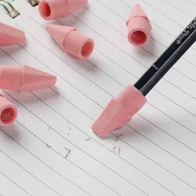 Mr. Pen- Pencil Top Erasers, 120 Pack, Pink, Latex-Free | No-Smudge Cap Pencil Erasers for Precise Erasing, Kids, Teachers, Studying Supplies