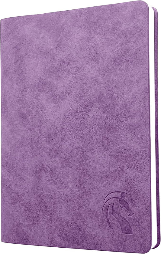 LeStallion Purple Journal To Write In For Women/Men - A5 Purple Faux Leather Notebook - Numbered 120gsm Thick Paper Writing Journal - 200 Pages Wide Ruled Light Purple Soft Cover Note Book
