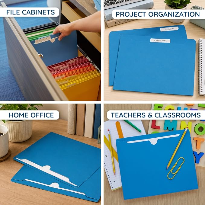 Blue Summit Supplies 100 Blue File Jackets, Reinforced Straight Cut Tab, Designed for Use in Standard Hanging Files, Letter Size, 100 Pack