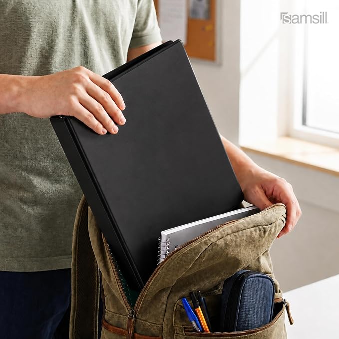 Samsill 1 Inch 3 Ring Binder, Economy Round Ring, Clear View Cover, 200 Sheet Capacity - for School, Home, Office - Black