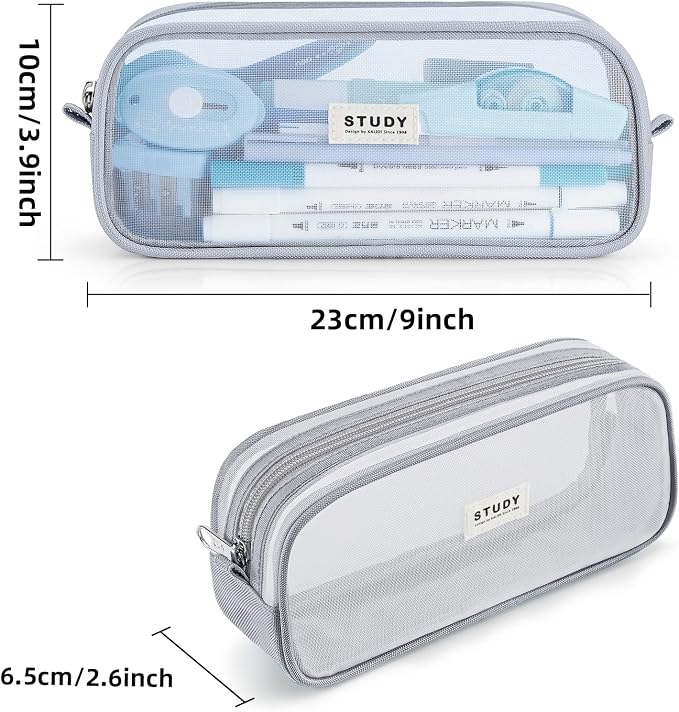 Fancy Forest Clear Mesh Pencil Case, Large Capacity Pen Case for School Exam & Students