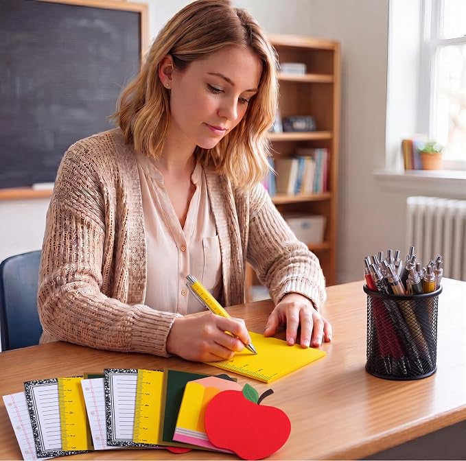 Eaasty 48 Pcs Back to School Teacher Gifts Bulk Cute Composition Notepads and Ballpoint Pens with Ribbon Inspirational Thank You Gifts for Teacher, Student, Staff, Coworker