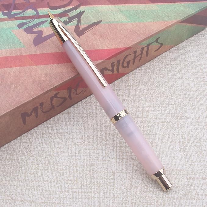 JINHAO 20 Pink Gold Clip Press Fountain Pen Retractable Nib Ink Pen with Converter Stationery School Supplies