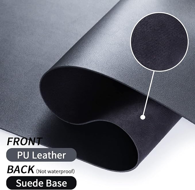 Bloss Leather Desk Pad, Non-Slip Desk Mat, Waterproof Large Mouse Pad, Mouse Mat, Computer Mat for Desk Easy Clean for Office/Home(Black, 35.4" x 15.7")
