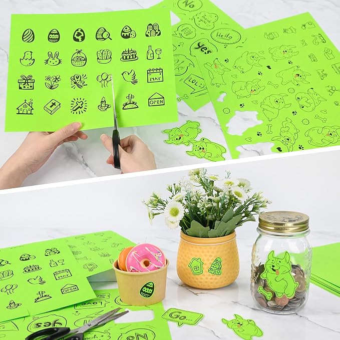 L LIKED 30 Fluorescent Green Full-Sheet Labels, 8-1/2" x 11" Neon Colored Self Adhesive Labels for Laser & Inkjet Printers - 30 Sheets