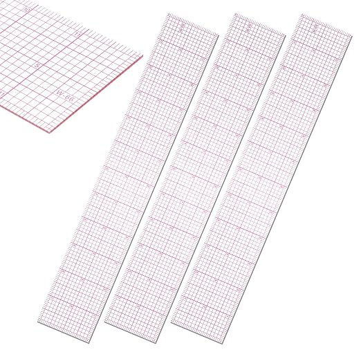 Clear Ruler for Sewing, 3 Pcs 2 × 12 Inch Flexible Plastic Grid Ruler | Transparent with Sandwich Scale Straight Measuring Tool for Pattern Grading Making Quilting DIY Crafts Clothes Design