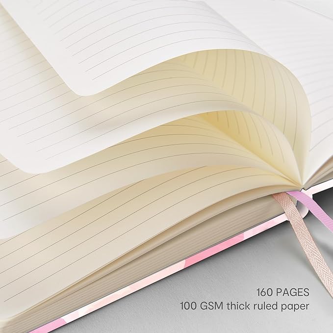 &And Per Se Lined Hardcover Notebook – A5 5.7"x8" College Ruled, 160 Pages, 100gsm Thick Paper – Aesthetic Journal for Women, Gift-Ready Planner, Everyday Writing Notebook (Black)