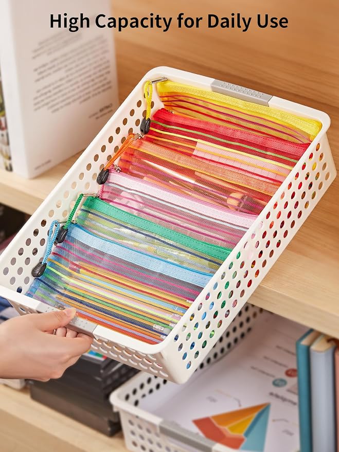 JARLINK Zipper Mesh Pouch, 120 Pcs multi-use Pencil Pouches in 10 Colors | Multipurpose Pencil Pouch Bulk for School, Office Supplies, Cosmetics, Makeup&Travel Accessories, Mixed Color