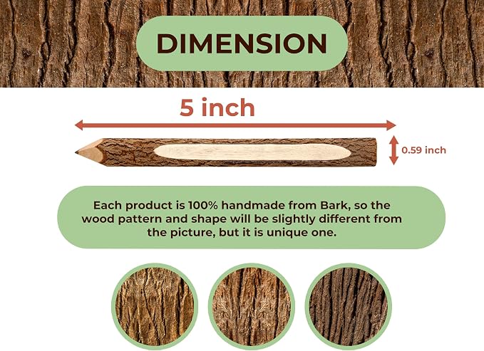 BSIRI Pencil Wood Favors of Graphite Wooden Tree Rustic Twig Pencils Birch of 12 Camping Lumberjack Decorations Party Supplies Novelty Gifts Bark Pencils Gifts (5 Inch Personalized)