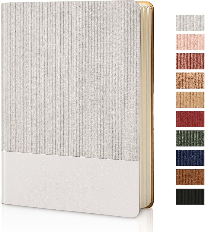 Lined Journal Notebook for Work College Ruled Note Book 5.79"x8.27" A5 PU Leather Daily Journaling 216 Pages for Women Men Writing Home School Supplies Business (Grey)