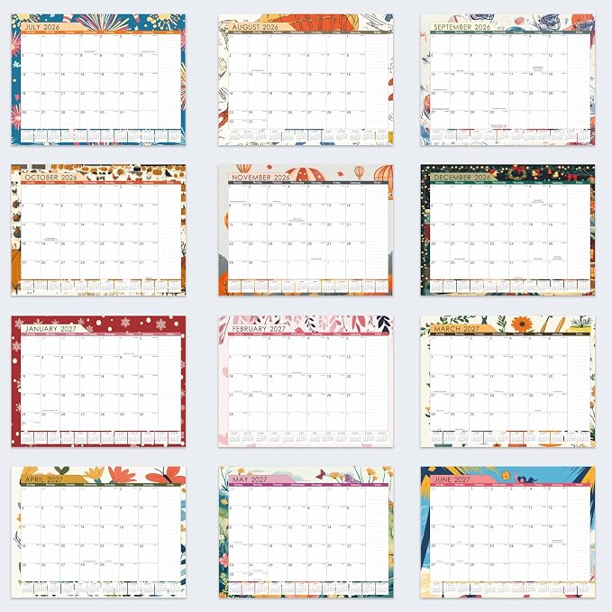 Gannyfer Desk Calendar 2026-2027, 18-Month Large Desk Calendar, July 2026 to December 2027, 22" x 17" Desktop Pad Calendar, Perfect for Home, School, or Office (6 Stickers Included)