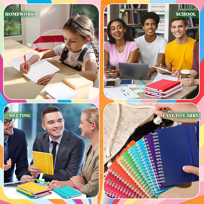 Fulmoon 30 Set Small Spiral Notebooks A6 with Pens Bulk, Multicolor 4" x 6" Pocket Notebooks Mini Lined Journals 50 Sheets for Back to School Supplies Students Rewards Office Gifts (Candy Brights)