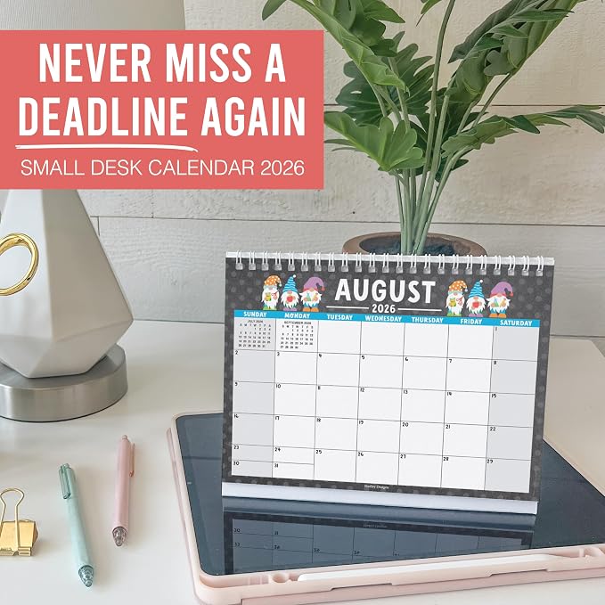 Small Desk Calendar 2026-2027 Standing Flip - 18-Month 2026 Desk Calendar Small for Home, Office & School, Standing Desks Calendars 2026-2027, Mini Desks Calendars, Back to School Teacher Gifts