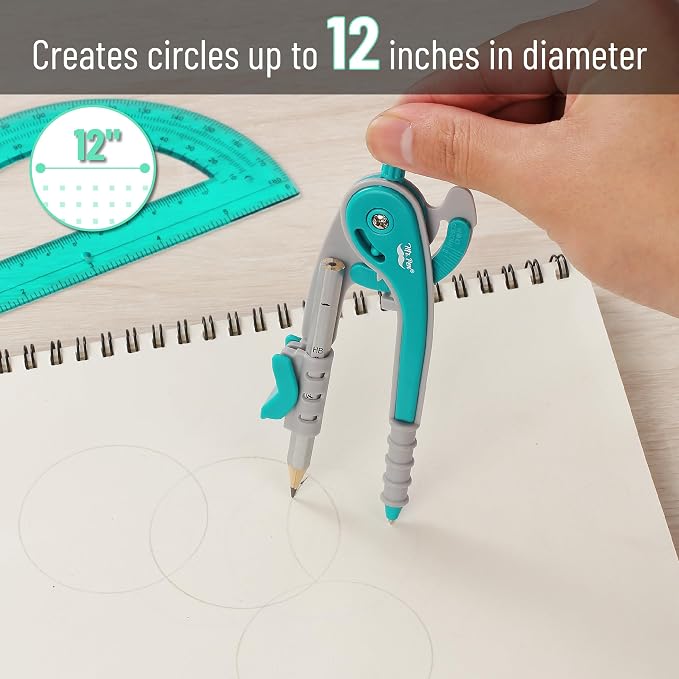 Mr. Pen- Geometry Compass and Protractor Set, 6 Inch Compass | 6 Inch Protractor, Drawing Tool for School, Clear Plastic, Easy Grip, Precision Design for Math, Art, Drafting, Architecture