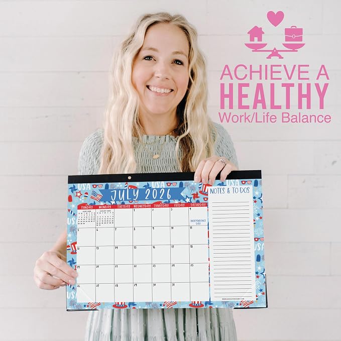 Hadley Designs Large Teacher Desk Calendar 2026-2027 - Desktop Calendar 2026, 18-Month Academic Desk Calendars for School, Home & Office, Cute Classroom Must Haves, Back to School Teacher Gifts