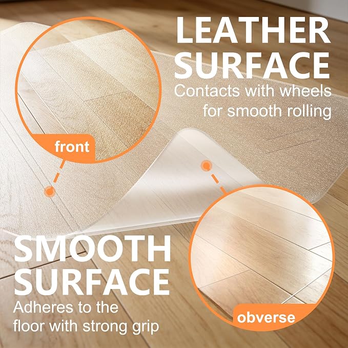 Clear Chair Mat for Hard Floor, 36" x 48" Heavy Duty Desk Mat, Rectangle | Durable Thick PVC, Anti-slip Grip Backing, Smooth Rolling Surface, Scratch-resistant Surface