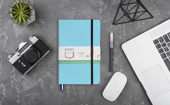 Hardcover Notebook Blank Journal Sketchbook for Drawing, Medium 5.5 by 8.4 Inch, 100 GSM Thick Paper (LightBlue, Plain)