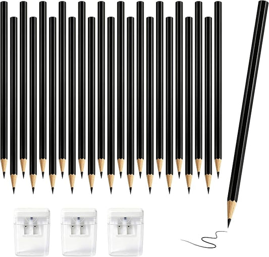 36 Piece Black Colored Pencils Set with Sharpener, Pre-Sharpened Professional Wooden Art Pencils for Artists Drawing and Sketching, Premium Colored Tone Supplies Delivering Detailed Painting(Black)