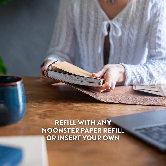 moonster Refillable Psalm 46:10 Bible Verse Embossed Journals with Pen – Milled A5 Leather Journal Lined Paper - Journals for Women Notebook with Pen Holder - 320 Pages