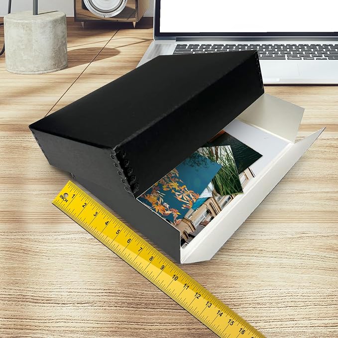 Golden State Art, Drop Front Archival Storage Box, 9.75"x12.75"x3"-Black | Acid-Free 9x12 Museum Photo Storage Box with Metal Edge, Preserve Documents, Prints, Poster, Photographs, Arts And Crafts