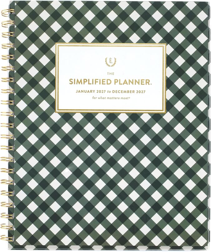 AT-A-GLANCE 2027 Planner, Simplified by Emily Ley, Weekly & Monthly, 8.5" x 11", Customizable, Camp Gingham (EL58-901-27)