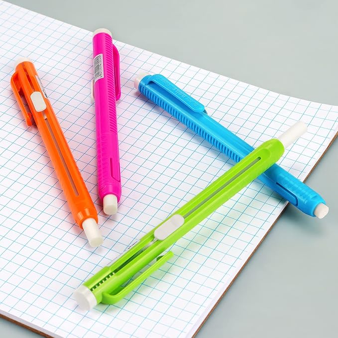Retractable Mechanical Eraser Pen, Pen-Style Erasers, 5 Pack