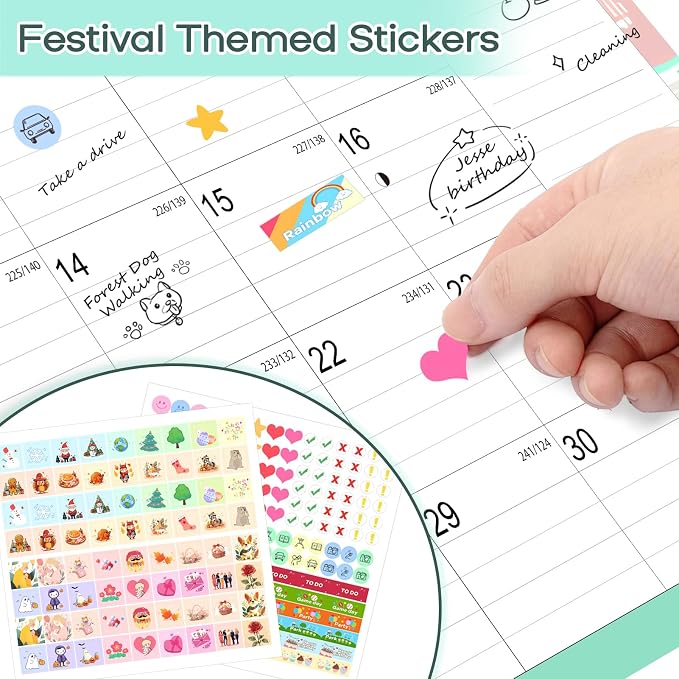 Desk Calendar 18 Months 17" x 12", Colorful-1 PACK | Thick No-Bleed Paper | Large Ruled Blocks | Transparent Cover | Perfect for Home & Office