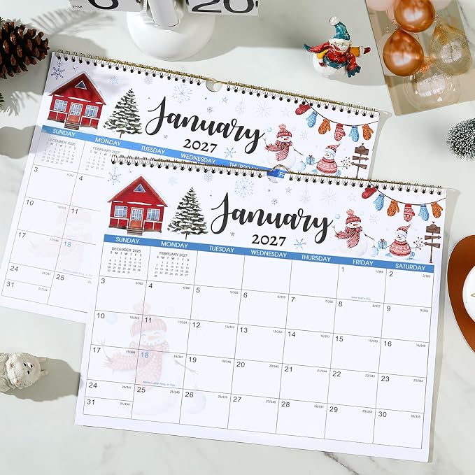 Calendar 2026-2027 - Wall Calendar 2026-2027, July 2026 - December 2027 Wall Calendars, 14.8'' x 11.6'', with Julian Dates, Hanging Hole, Thick Paper