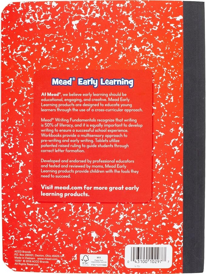 Mead Primary Journal Creative Story Tablet Composition Notebook, 7.5" x 9.75", Grades K-2, 100 Sheets, Red (489903-ECM), (Pack of 12)
