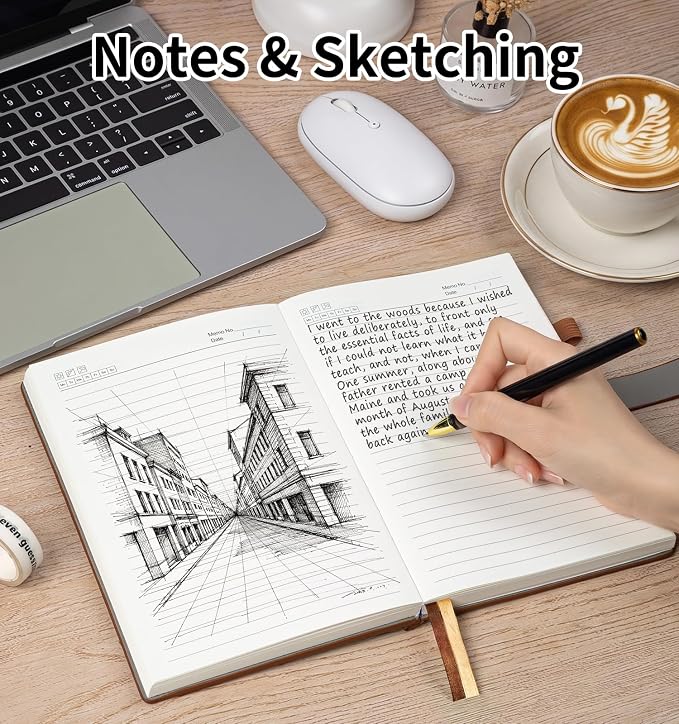 A5 Lined Journal Notebook for Women Men, Hardcover Journals for Writing, 320 Pages 100GSM Thick Paper, Daily Journal Notebook for Work, School, Note Taking, Business, Travel（Brown）