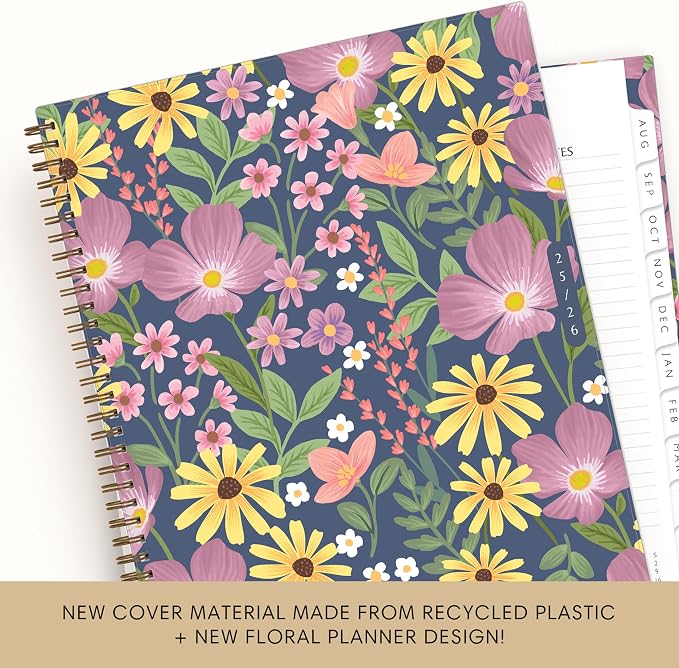 Blue Sky 2025-2026 Weekly & Monthly Academic Planner, 8.5"x11", Gail | July 2025 - June 2026, Flexible Cover From Recycled Plastic, Wirebound, Laminated Tabs, Storage Pocket, Academic Year