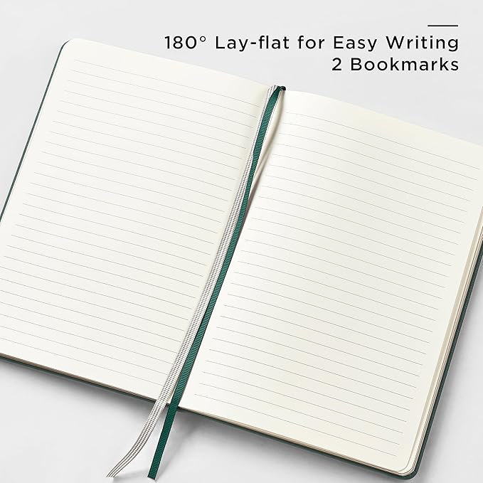 &And Per Se Lined Journal and Pen Set, A5 Leather Hardcover Notebook with Pen & Stationary Set, 160 Pages 100GSM Thick Ruled Paper Journal for Business Work Writing (Green)