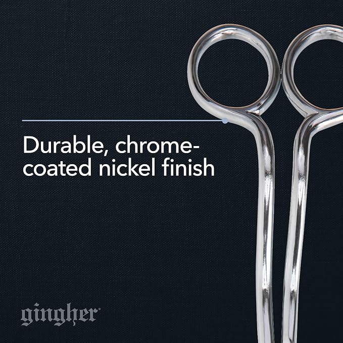 Gingher 6" Double-Curved Embroidery & Applique Scissors for Crafting | Extra Long Handles Curve Over Embroidery Hoops, Sharp & Durable Forged Steel Blades Cut Threads Close to Fabric