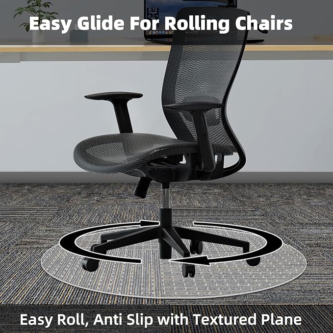 Office Chair Mat for Carpets, 2 Pack 36" × 36" Round Computer Chair Mat with Studs for Rolling Chair, Desk Floor Mat for Home and Office Carpet, Protects Floor Mats for Low Pile Carpeted Floors