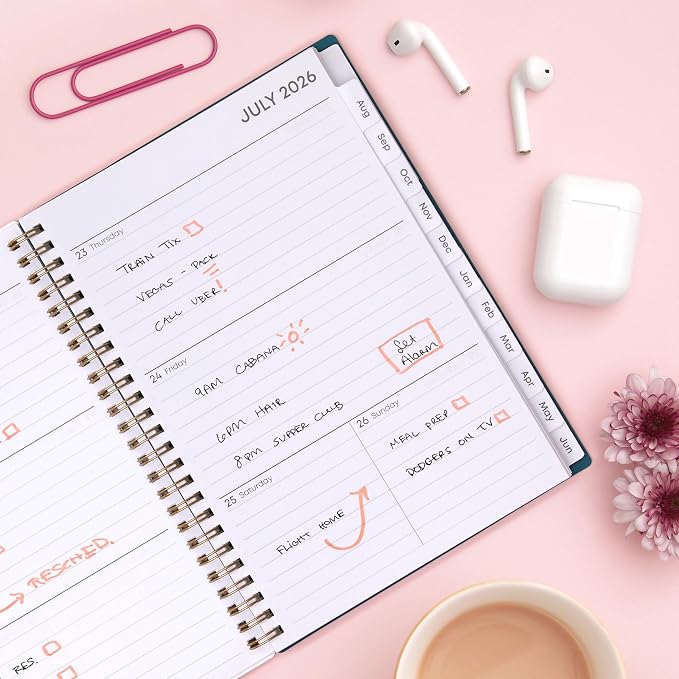 Blue Sky 2026-2027 Weekly & Monthly Academic Planner, 5.875"x8.625", Greta | July 2026 - June 2027, Flexible Cover, Wirebound, Laminated Tabs, Extra 30 Sheets of Notes, Academic Year