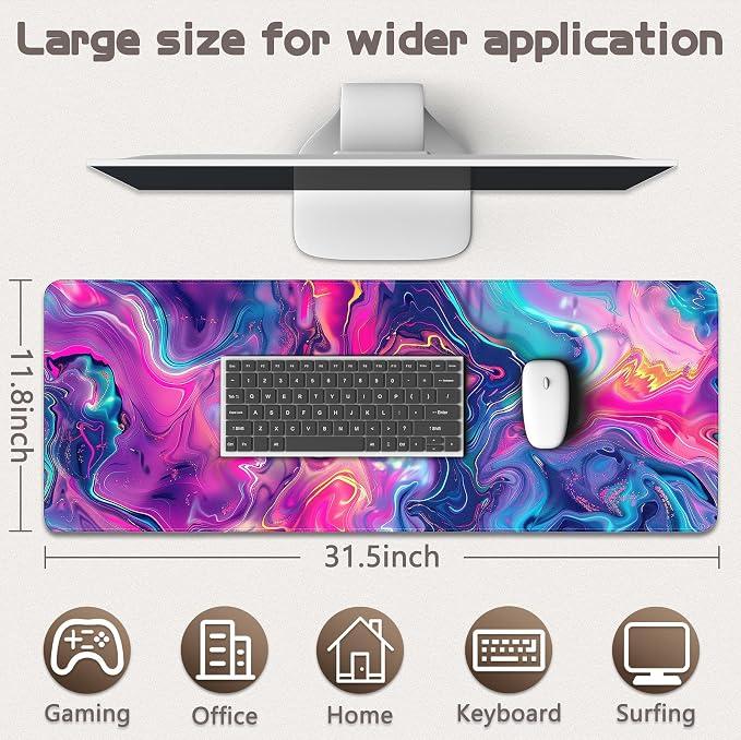 Gaming Mouse Pad - (31.5"×11.8") Topographic Large Mouse Pads for Desk - Desk Mat for Keyboard and Mouse with Non-Slip Base, Desks Pad Matfor Game/Office & Home