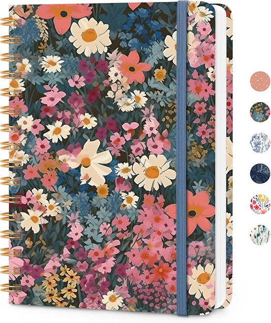 CICPAP Lined Spiral Journal Notebook, A5 College Ruled Notebook for Journaling, Note-Taking, and Daily Planning, Durable Hardcover with an Elegant Design，Wild Bloom