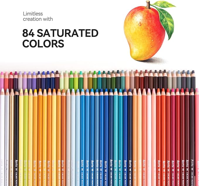 Arrtx 84 Colors Colored Pencils, 5.0mm Extra Thick Soft Core | Artist grade drawing pencils, smooth laydown, easy blending, thick core reduces sharpening stops, ideal for adult coloring, s