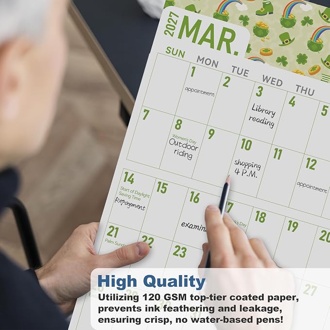 GuassLee Wall Calendar 2026-2027 Large, 23"x14" Vertical Wall Calendar 2026, 13-Month, Jun. 2026 -Jun 2027, Hanging Monthly Planner Wall with Big Grid, Big Numbers for Low Vision Home Office Planning
